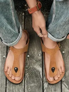 Men's Casual PU Leather Slide Sandals, Strapy Sandals, Fashionable Non-slip Slippers for Summer, Lightweight Breathable Comfortable Sports Slides for Daily Wear, Boy, Casual Flip Flops