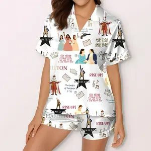 Hamilton Musical Short Satin Pajamas, Broadway Theater Pajamas, Stylish Satin Sleepwear, Hamilton Fan Gift Outfit, Alexander Hamilton Pajamas Set, Luxury Musical Sleepwear for Women