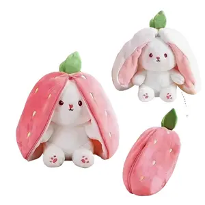 Cute New 18cm Strawberry Rabbit Plush Toy Doll, Birthday Festival Party Gift for Girls, Creative Fruit Bunny Playset