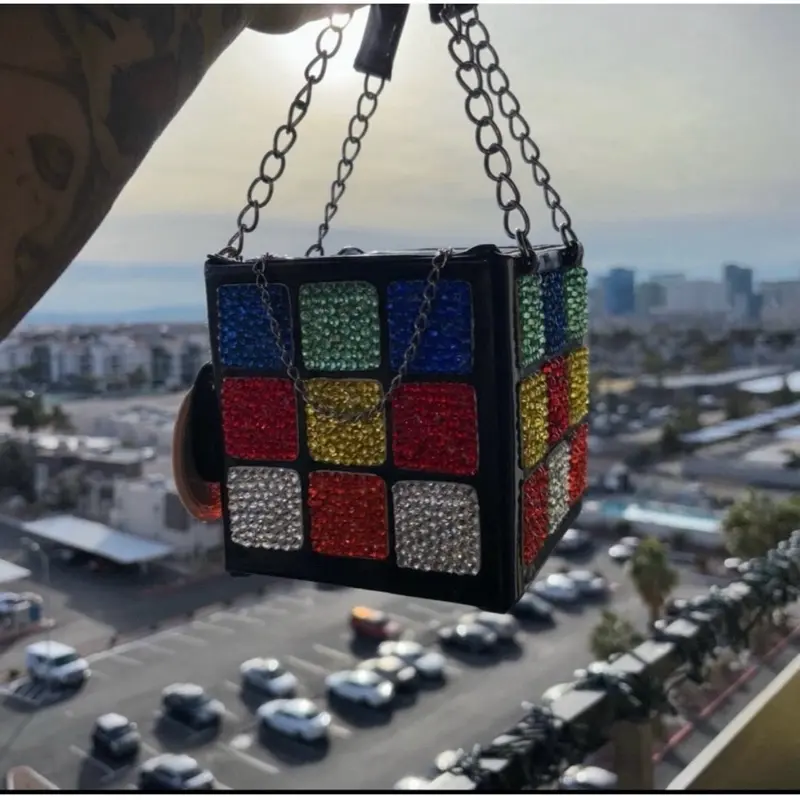 Rubiks Cube Luxe Crystal Clutch Bag