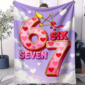 1PC  Six Seven Element Printed Multifunctional Blanket Family Blanket Throw Home Sofa Lunch Break Blanket Valentine's Day Gift