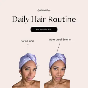 Waterproof Chic Satin Lined Hairwrap for Shower and Spa- Perfect for all hair types, textures and lengths.