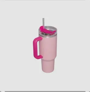 40oz Stainless Steel Insulated Tumbler – Double Wall Vacuum Travel Cup with Handle & Straw – Pink Flamingo