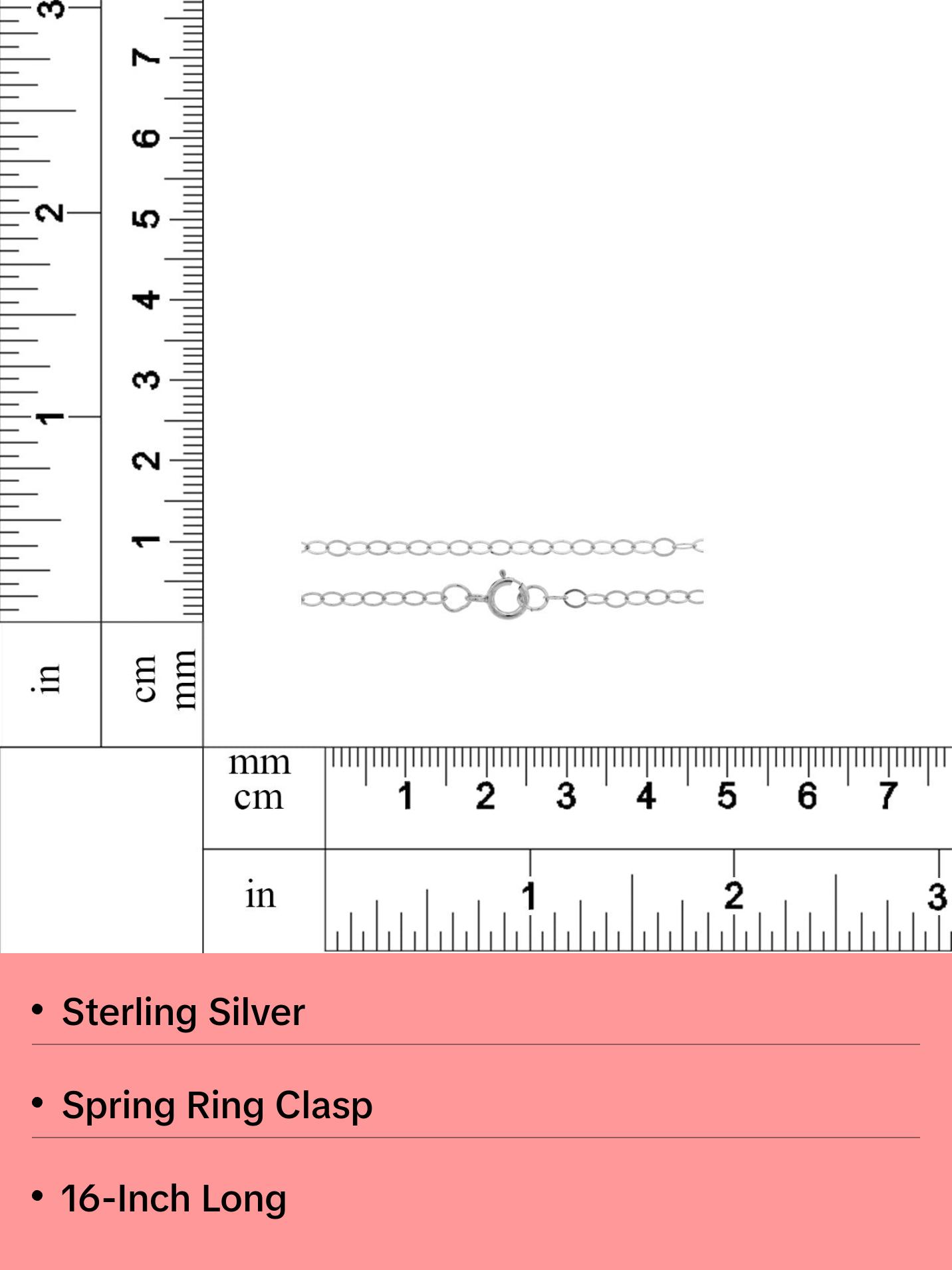 Sterling Silver 16" Flat Cable Chain 2.9x2.1mm W/ Spring Ring Clasp - 1pc