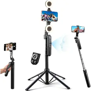 Auto   Selfie Stick Tripod for  with Light 360? Rotation That Follows Your Movement 70.9" Camera Tripod Stand with Remote for Content Creator Vlog Live Stream Video Recording