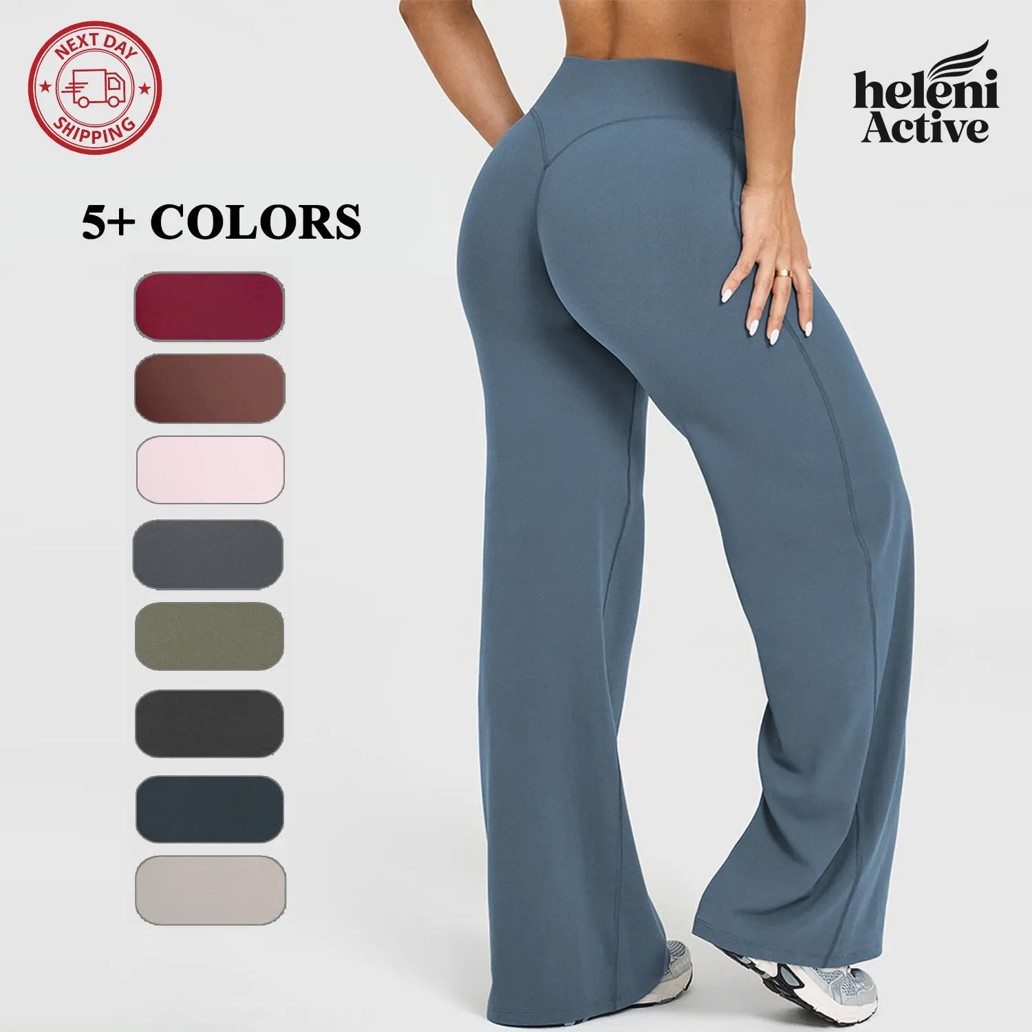 (Emb. Logo) SoftMotion Straight Leg Bottoms For Women, 33"-34" Inseam Activewear Fitness Leggings