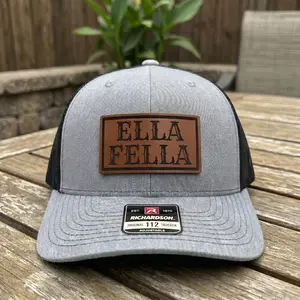 Ella Fella Western Outlaw Leather Patch Hat, Vintage Americana Country Rodeo Lifestyle Cap, Retro Cowboy Cowgirl Slogan Aesthetic Snapback