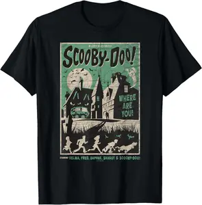 Horror House Movie Poster T-Shirt for Scooby-Doo Mystery Company Fans Menswear Top 100% Cotton Unisex Classic Fit Crewneck Short Sleeve Casual Streetwear thriller Coffee Men's Slim Fit Mock Turtleneck Sweater American Flag Cotton T-Shirt retro vintage