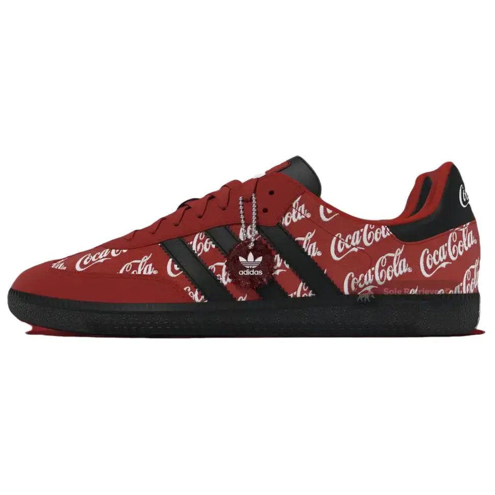 Adidas Samba Men's Vintage Leather Sneaker - Coca-Cola Red Colorway, Rubber Sole, Streetwear-Casual Wear Sports Footwear for Athletic Activities, Vintage Aesthetic, Lightweight, Solid, Gum Outsole, Gum Sole, Bold Edition, Sneaker Collections