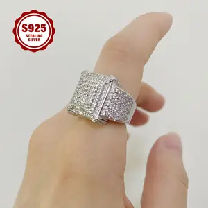 925 Sterling Silver Lady's Wide Face Ring, Luxurious And Fashionable, Layered Princess Square Design, Fully Set With 5A Zirconia, Suitable For Daily Wear, Engagement, Wedding, Parties, As A Gift For Your Girlfriend