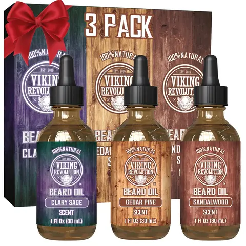 Viking Revolution Beard Oil Conditioner Sandalwood 1 Pack for Men Moisturizing Argan & Jojoba Oils Daily Use Refreshing Scent 30ml Hydrating Hair Care