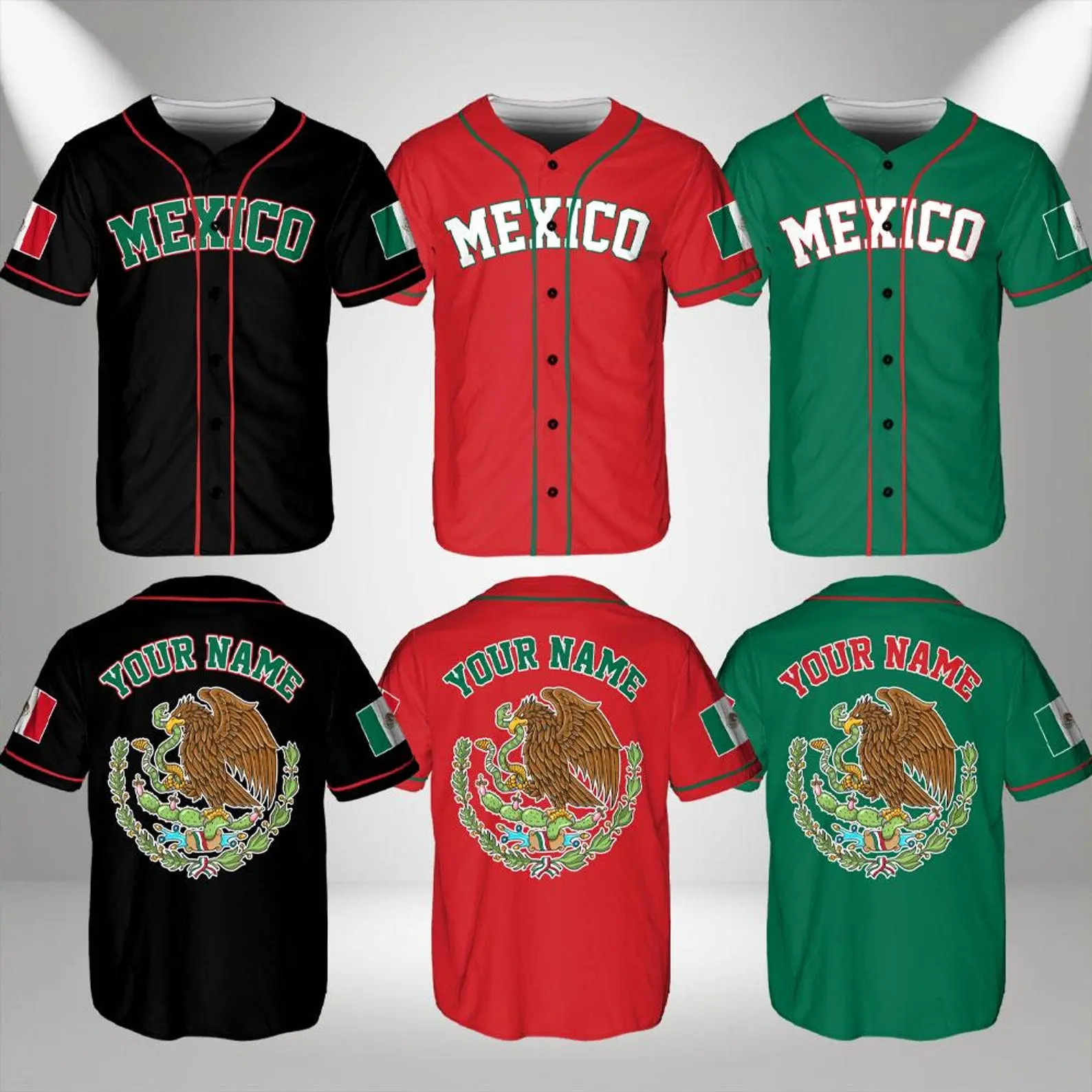 Custom Mexico Baseball Jersey, Family Matching Jersey, Mexico Flag Jersey, Mexico Team Adult And Kid Jersey, Custom Baseball Jersey