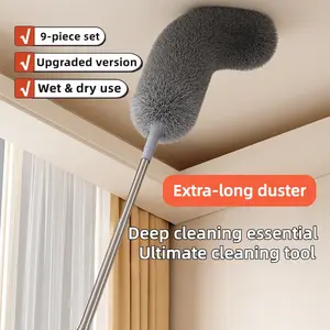 Electrostatic Dusting Duster, Extra-Long Extendable Duster, Household Cleaning Tool Set for Large Cleanups, Wet & Dry Use, 98-Inch Stainless Steel Pole, Ceiling and Air Conditioner Cleaning, Bed Base Gap Cleaning Flexible Retractable Sunflower Mop floors