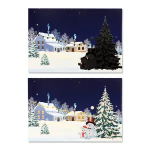 Temperature Changing Christmas Card, Christmas Night Temperature Changing Greet Cards for Girlfriend Fiends Colleagues Children, Color Changing Light Up Christmas Cards, Surprise Christmas Card