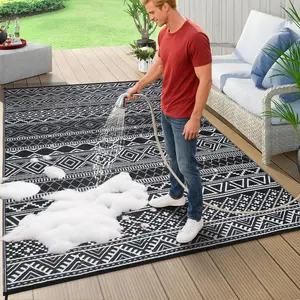 【GARVEE】Outdoor Rugs Waterproof For Patios Clearance, Reversible Plastic Straw Camping Carpet, Large Area Rugs Mats For Rv, Picnic, Backyard, Deck, Balcony, Porch, Beach