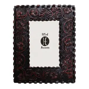 Laced Edge/Tooled Faux Leather Picture Frame