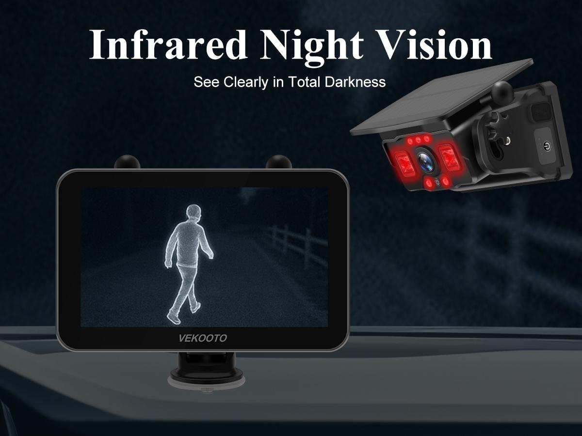 VEKOOTO VK7 Pro Magnetic Solar Wireless Backup Camera 7'' IPS Touchscreen Monitor IP69 Waterproof HD1080P No Wiring Rechargeable Camera for RV Trailer Camper Blind Spot Truck Automotive Backup Camera for Truck IR Night Vision farmer toolupgrade