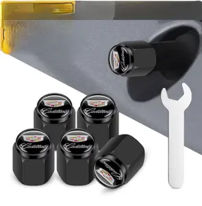 4pcs Car Wheel Valve Stems Caps with Keychain for Cadillac Escalade CTS CT5 XT5 XTS XLR BLS SLS STS SRX Deville Auto Accessories