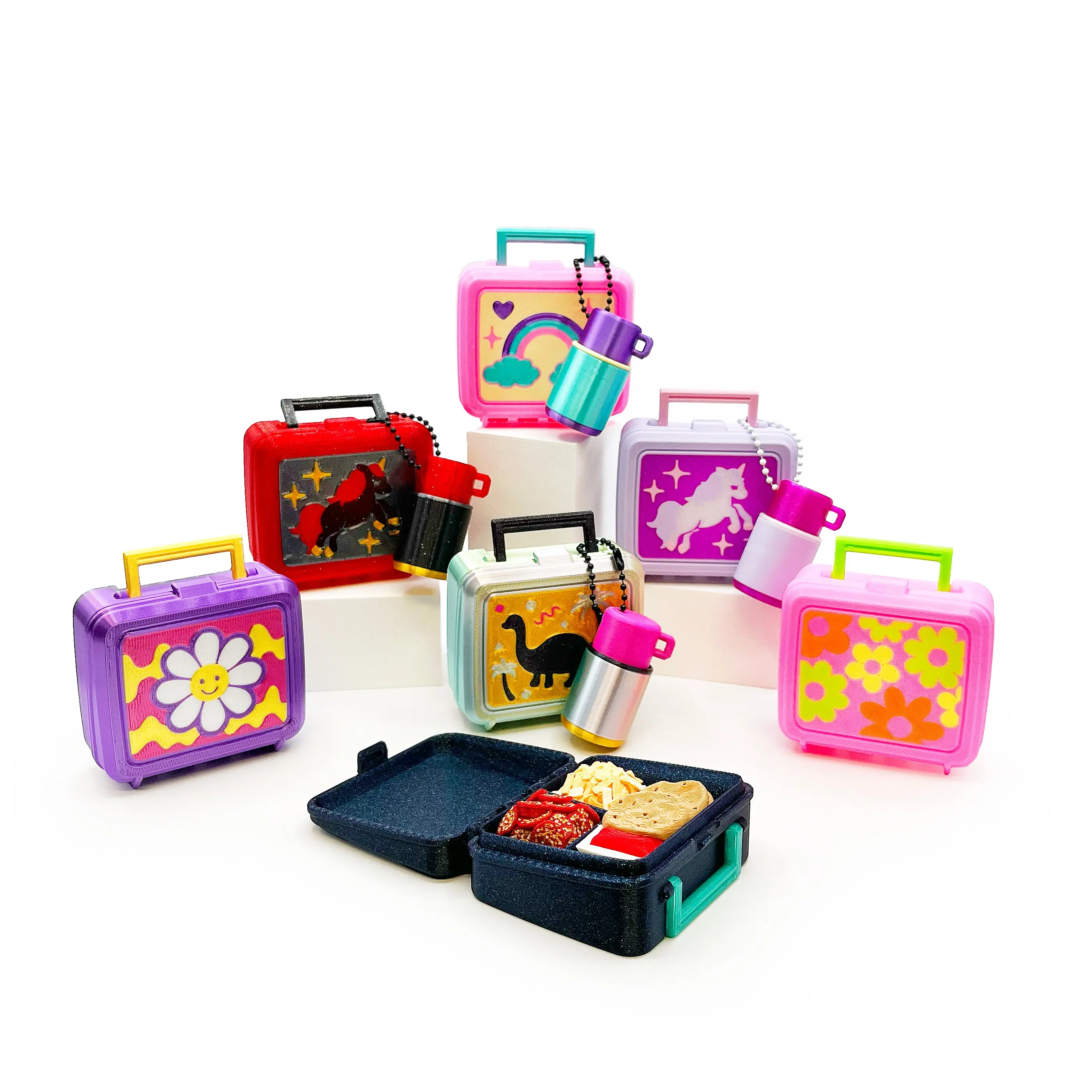Retro Lunch Box Fidget Clicker – Mini Nostalgic Lunchbox + Thermos Clicker Set | Throwback Fidget Toy