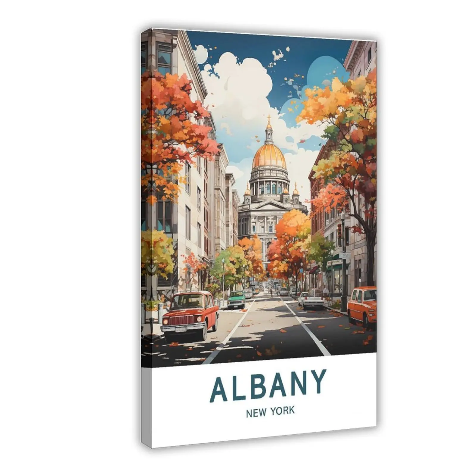 Albany New York City Travel Cityscape Landscape Canvas Poster Wall Art for Home Bedroom Office Dorm Room Decor