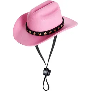 Pet Cowboy Costume  Cap Halloween Costumes for Dogs  Pet Party Decoration Mini Cowboy Hat (Pink, Small)