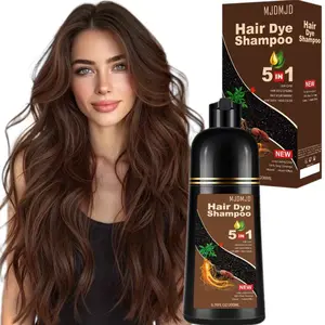 Dark Brown Hair Dye Shampoo, 5-in-1 Long-Lasting Color Shampoo with Herbal Ingredients, 100% Gray Hair Coverage, Instant Natural Coloring Formula, Easy At-Home Application for Women & Men, Portable Travel-Size Design, 6.76 Fl Oz