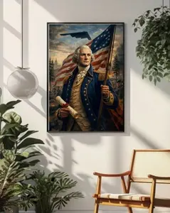 George Washington B2 Patriotic Poster, American Flag Founding Father Wall Art, Revolutionary War Hero Print, 1776 Independence USA Decor - TikTok Shop