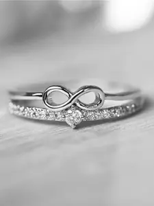 Elegant Copper Zircon Infinity Symbol Ring for Women, Simple Wedding Engagement Anniversary Gift, Fashionable Jewelry for Special Occasions, Bridal Ring, Wedding Promise Rings, Beautiful Rings