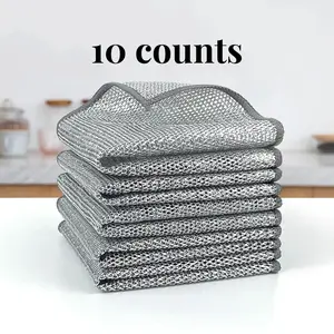 10 Counts Dishwashing Rags，Multipurpose Non-Scratch Wire Dishcloths for Kitchen Cleaning，Reusable Wire Cleaning Cloths for Kitchen, Sinks, Wet and Dry Use, Pots, and Pans