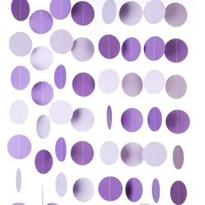 Purple Lavender Paper Garland Circle Dots Party Garland Streamer Backdrop Hanging Decorations, 2.5" in Diameter, 20 Feet in Total