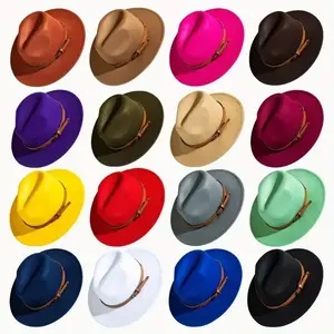 Unisex Wide Brim Fedora Hat with Removable Belt Buckle, Vintage Style Trilby Cap, Fashion Accessory for Men and Women in Multiple Colors(Sheets)