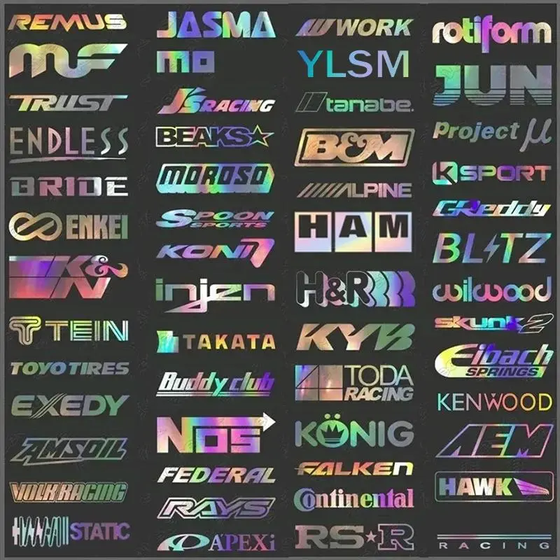 15pcs Car Stickers Set Random Styles Reflective Racing Sponsor Vinyl Decals for JDM Style Car Window Bumper Decoration Stickers