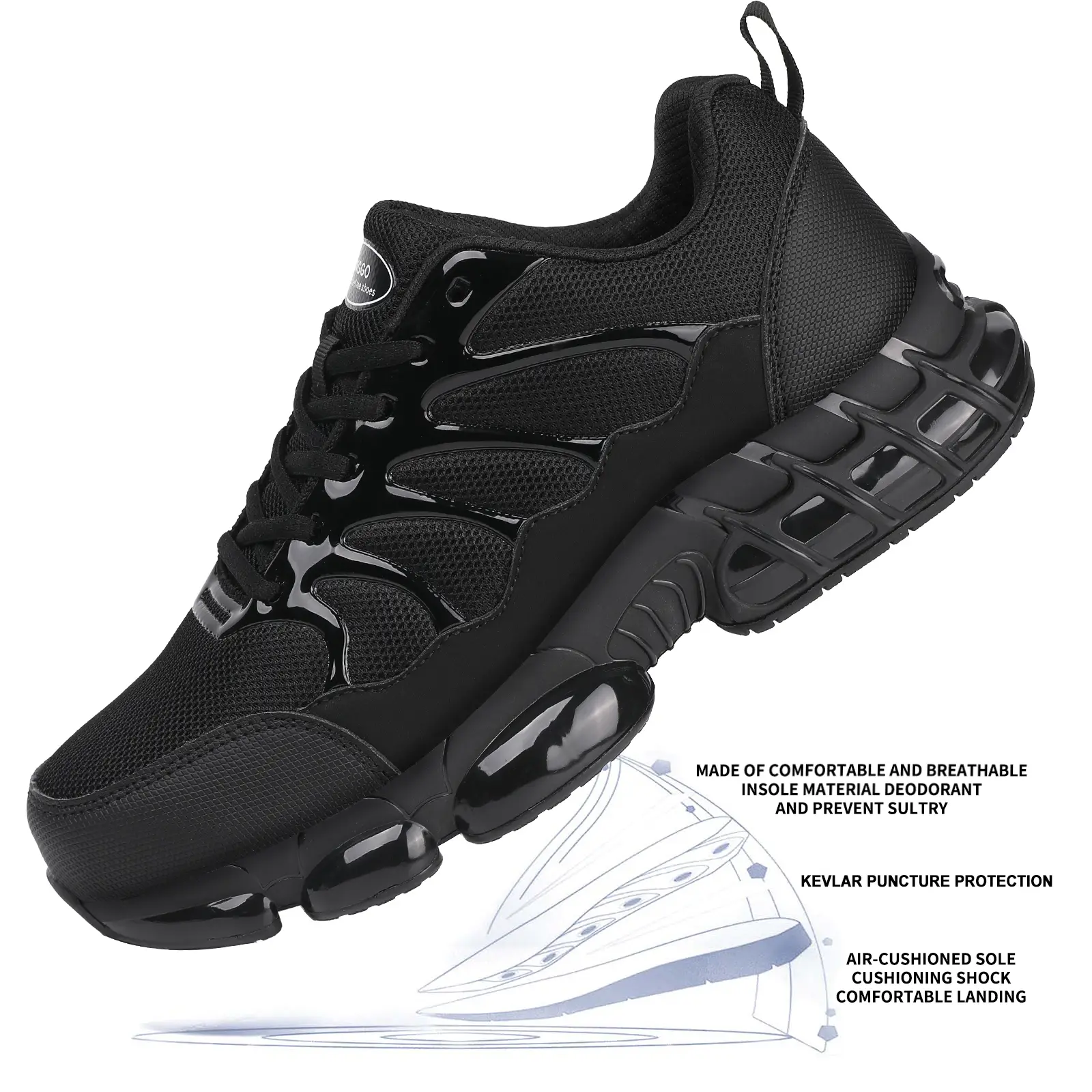 Labor protection shoes for men and women, steel toe caps, anti-smash and anti-puncture, construction site safety, wear-resistant, four-season work sho