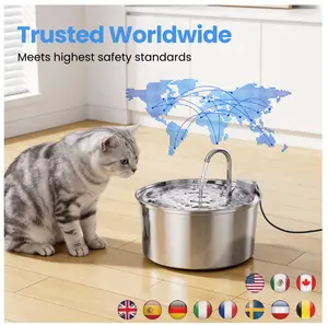 FWMB 108oz/3.2L Stainless Steel Cat Water Fountain with 3 Filters, Dishwasher Safe Automatic Pet Fountain for Dogs & Cats, Ultra-Quiet Pet Water Fountain for Multi-Pet Homes, Cat Fountains Indoor