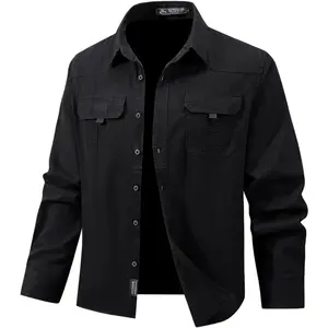 Classic Dress Shirt for Dad | Father’s Day Must-Have Long Sleeve Work Shirts for Men Casual Cotton Button Down Western Cowboy Cargo Shirt for Hiking Safari Camping
