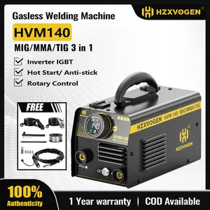 HZXVOGEN MIG Welder 140A, Welding Machine 110V/220V Flux Core Welder, Lift TIG, Stick 3 in 1 IGBT Inverter Portable Welder Machine Digital Screen Display