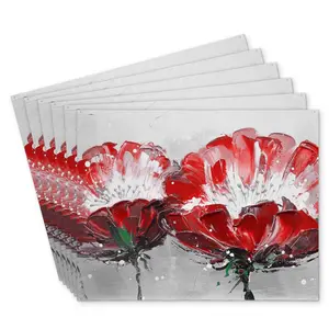 Begin Home Decor C6PP14182AJ25S 14 x 18 in. Two Wild Flowers on Gray Background Polyester Placemat - Set of 6