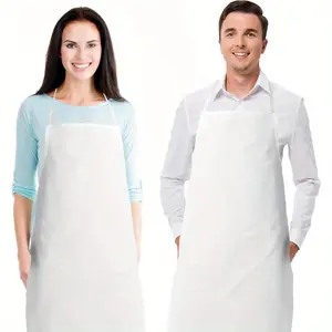 2 Pack White Aprons for Adults Commercial Chef Apron Kitchen Aprons for Men and Women without Pockets Sublimation Aprons Plain Bib Artist Aprons Set Cover
