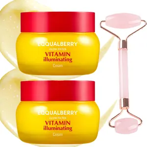 (Free Gift: Facial Massage Stick) EQQUALBERRY Vitamin Brightening Cream — 2pcs Vitamin C + 5% Niacinamide + 3% Tranexamic Acid | Dark Spot Corrector | Ceramide Barrier Support | Brightening & Lightweight Hydration (1.69 fl.oz / 50ml)