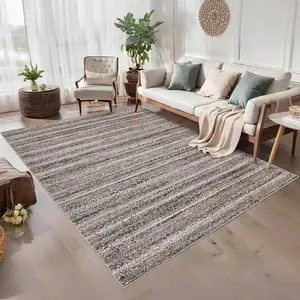 【GARVEE】8x10 Grey Modern Braided Print Area Rug for Living Room, Washable, Stain Resistant, Soft Low Pile Carpet, Ideal for Playroom, Nursery, Bedroom Floor Cover
