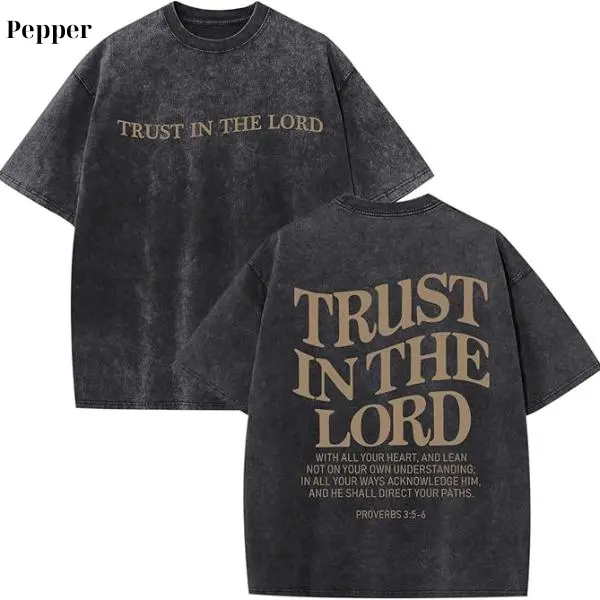 Mens Christian Shirts God Faith Jesus Religious Tshirts Trust in The Lord Bible Verse Tees Acid Wash Tops -  Cotton Crewneck Shortsleeve Casual Streetwear Top - Womenswear, Menswear S-3XL