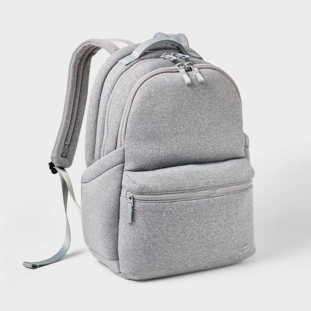 Faux Neoprene 17" Gray Backpack & Bookbag - All In Motion Casual Daypack