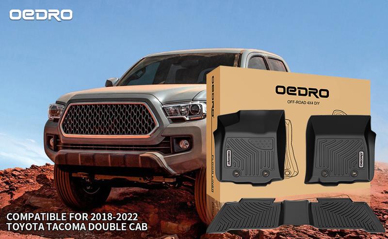 YITAMOTOR Floor Mats Fit for 2016-2023 Tacoma Double Cab, TPE All Weather Custom Fit Tacoma Car Mats Includes 1st and 2nd Row: Full Set Liners Truck Protector