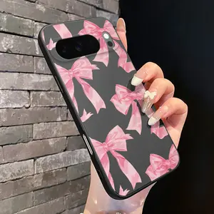 Rounded Edge Phone Case for Google Pixel 10 9 XL 8 7 Pro A  Romantic Bows Pattern Anti-Scratch Shockproof TPU Bumper Drop-proof Cover Cellphone Protective