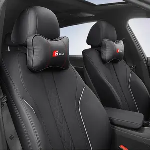 Premium Leather Car Removable Headrest Cervical Spine Neck Pillow For Audi Q7 Q3 Q5 R8 TT S5 S6 RS Sline Quattro A4 A5 A6 Interior Accessories