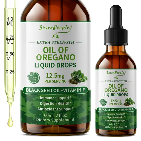 Greenpeople Organic Natural Oil of Oregano Blended Vitamins and Minerals Supplements Drops - Botanical High Potency Immunity Aid, Natural Gut Booster, 80% Carvacrol, Vegan, Sugar-Free, Non-GMO, 2 Fl Oz