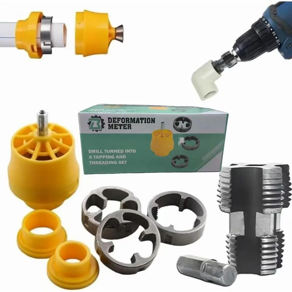 【8PCS Electric Drill Compatible PVC Pipe Threader Kit with Various Die Sizes, PVC Thread Maker Tool for Electric Drill, PVC Thread Maker Tool, PVC Pip