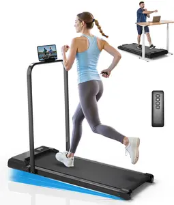 Walking Pad Treadmill with Incline - 8% Incline Walking Pad with Handle Bar - Foldable Under Desk Treadmill for Home with 300 Lbs Capacity - Jogging Machine with Quiet Brushless, App & Remote