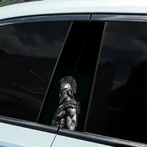 2 Piece Spartan Warrior Pattern Car B-pillar Sticker - Easy to Stick and Tear, Self-Adhesive Protective Sticker, Suitable for All Models | Car Exterior Smooth Surface | Durable Plastic Stickers | High Quality Durable | Car Decoration