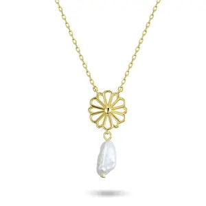DW Baroque Pearl Necklace for Women 18K Gold  over Bronze